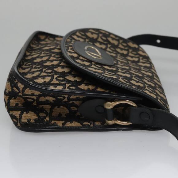 DIOR Trotter Canvas Hand Bag Navy Beige Gold - Picture 4 of 12